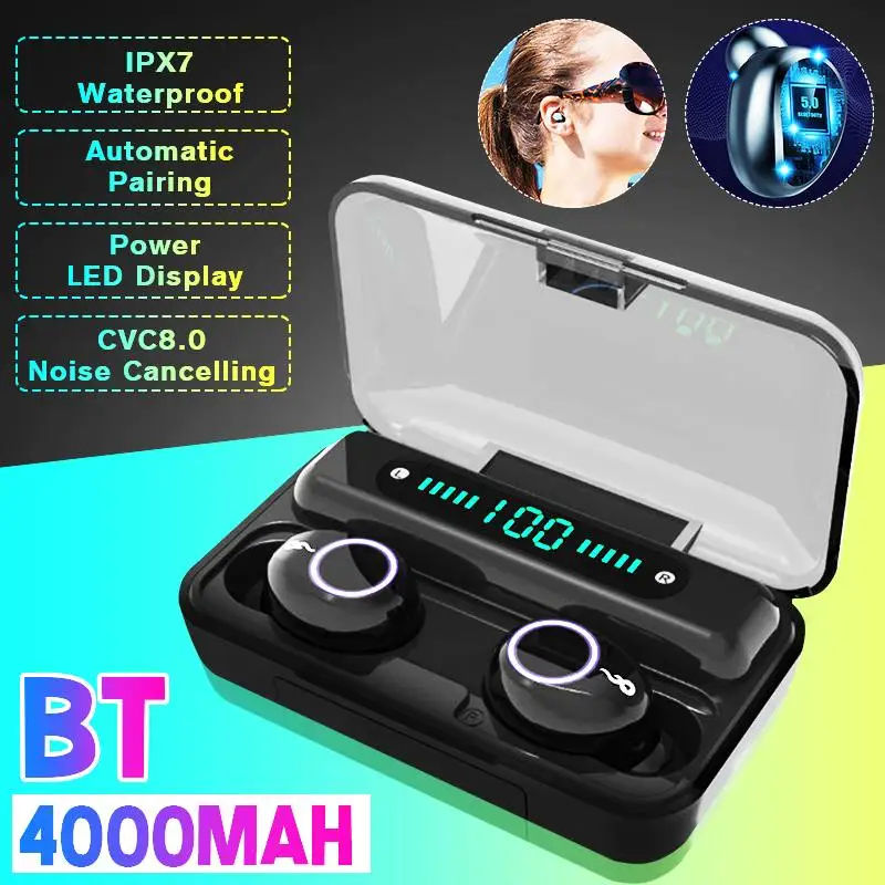 

TWS-стереонаушники с поддержкой bluetooth 4000 и светодиодным цифровым дисплеем, 5,0 мАч