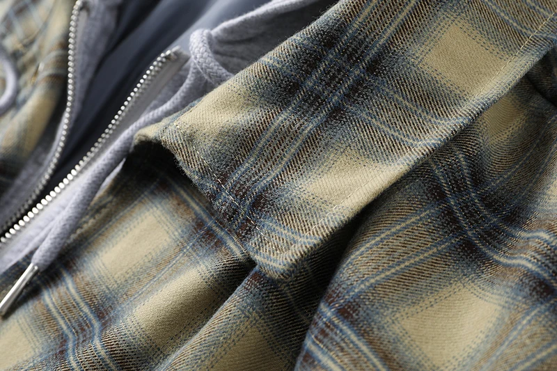 

[EAM] Loose Fit Black Plaid Pattern Sweatshirt New Hooded Long Sleeve Women Big Size Fashion Tide Spring Autumn 2021 1DD4620