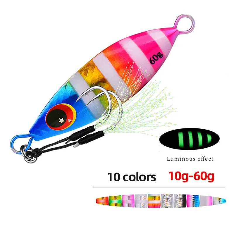 

1PC 10G-60G Spoon Jig Fishing Lure Fishing Jigs Saltwater Lures Metal Bass Jig Isca Artificial Fake Fish Glitter Holographic