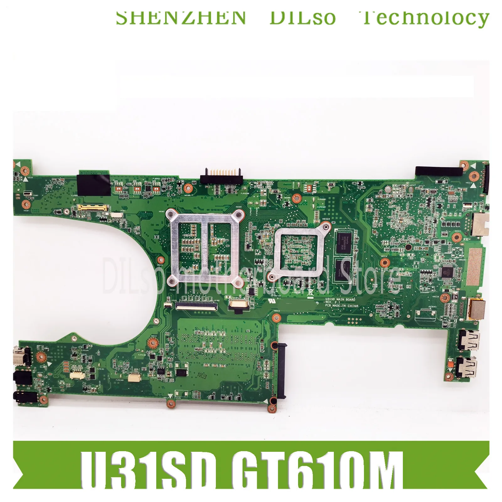 

KEFU U31SD For ASUS U31SD Laptop Motherboard U31SG Mainboard REV2.1 GT610M/GT520M HM65 DDR3 Test New Motherboard