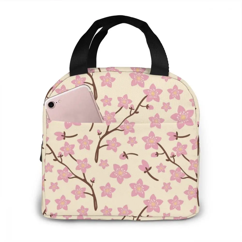 

Branches With Cherry Blossoms Cooler Lunch Box Portable Insulated Lunch Bag Thermal Food Picnic Lunch Bags