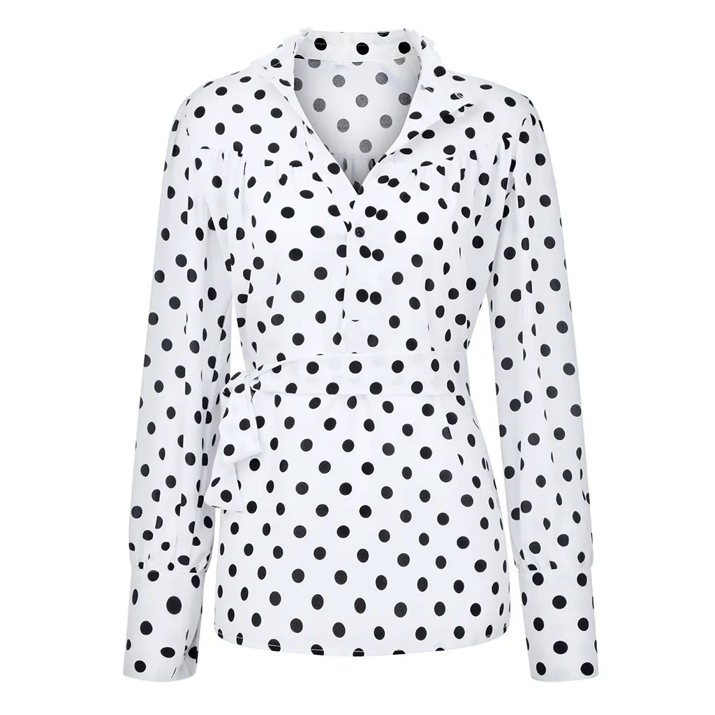 Женские повседневные топы с длинными рукавами оборками и поясом бесплатная