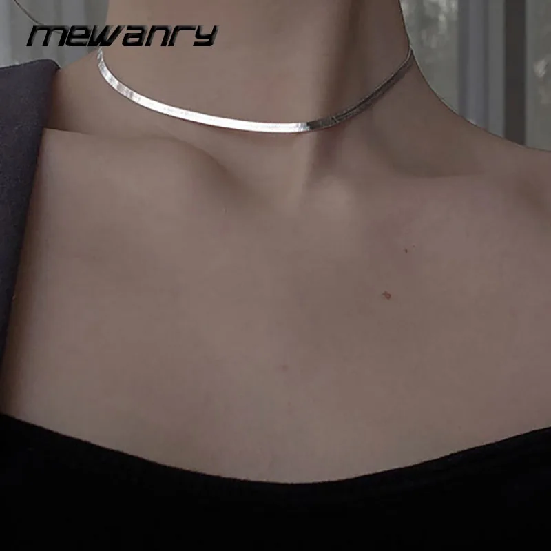 

Минималистичная цепочка MEWANRY из стерлингового серебра 925 пробы, ожерелье в стиле INS, модная цепочка до ключиц, Винтажные Украшения в стиле па...