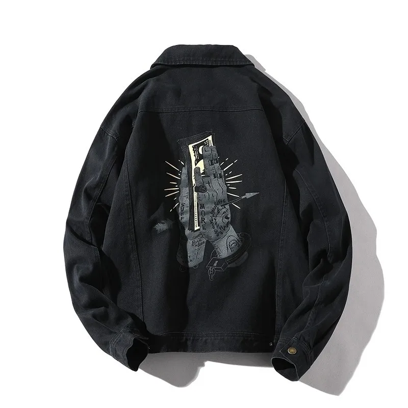 

Spring And Autumn 2022 Fashion Teenagers Casual Hip Hop Street Denim Jacket Male Korean Loose Gowns Handsome Tooling Jacket