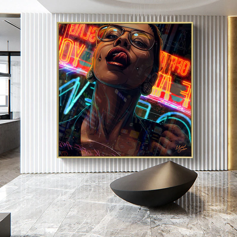 

Smoking Tattoo Girl Posters and Prints Modern Woman Decorative Canvas Painting Picture for Bar Bedroom Home Wall Art Decor