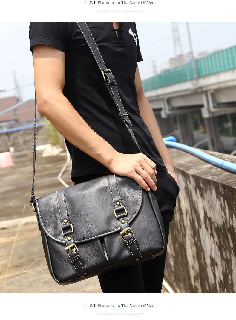 Повседневная Деловая мужская сумка-мессенджер сумка из высококачественной кожи