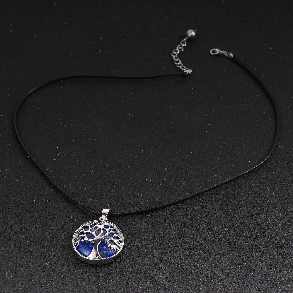 Женское и мужское ожерелье с подвеской из натурального камня аметисты тигровый