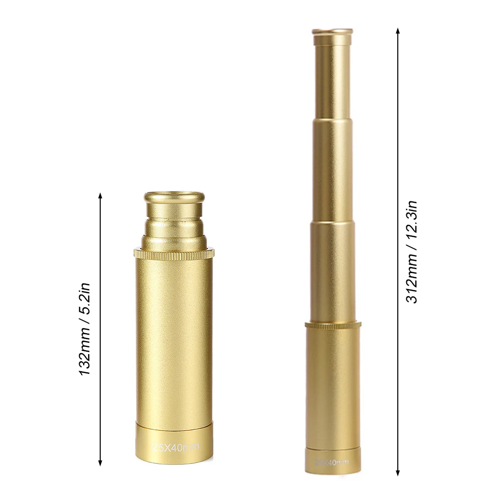 

25x40 Pocket Zoomable Monocular Pirate Telescope Portable Collapsible Handheld Vintage Monocular Telescope