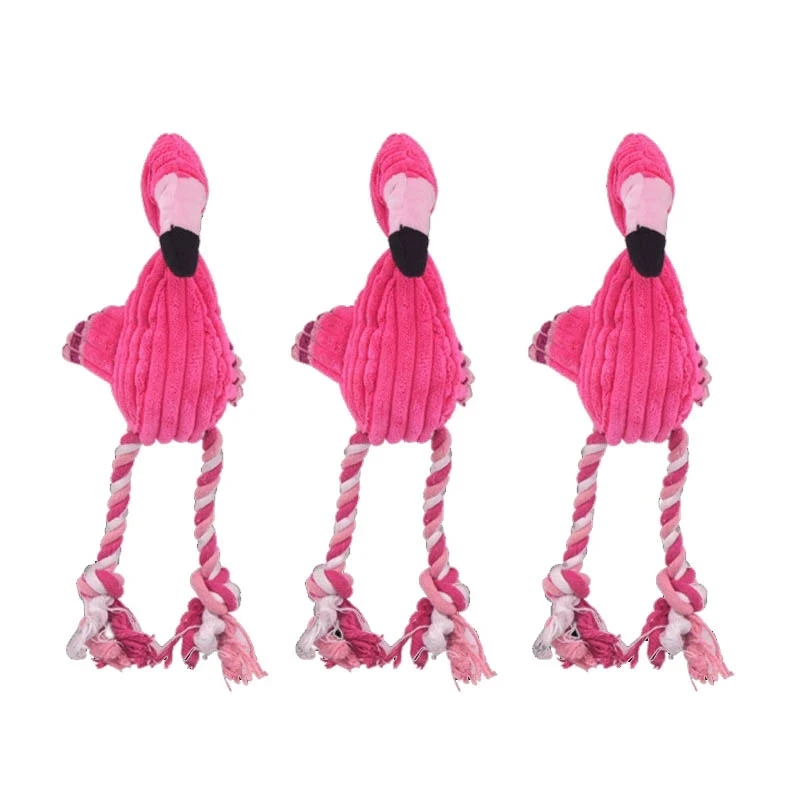 

Cleaning Teeth Squeaky Interactive Cartoon Animal Flamingo Shaped Cotton Rope Dog Toy Pet Training Products Pet Chew Toys 1 pcs