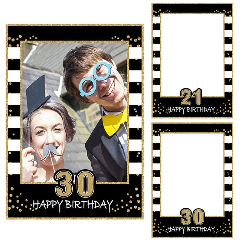 

68*48cm Birthday Selfie PhotoBooth Frame Props 1/16/21/25/30/40/50/60 Years Old Kid Adult Birthday Photo Wedding Party Supplies