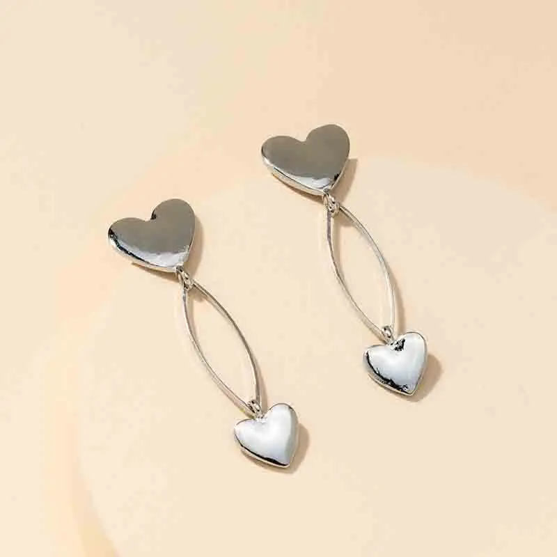 

Fashion Exquisite Double Heart Long Drop Earrings For Women Gifts vintage Gold Color Hollow Dangle Earrings Accessory For Gift