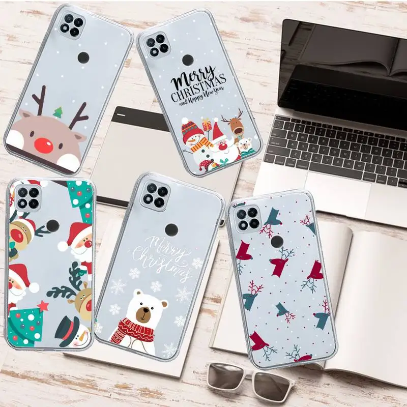 

Hot Christmas Style Elk snowman Phone Case Transparent for Xiaomi redmi note 8 9 10 11 t lite pro ultra mix 4