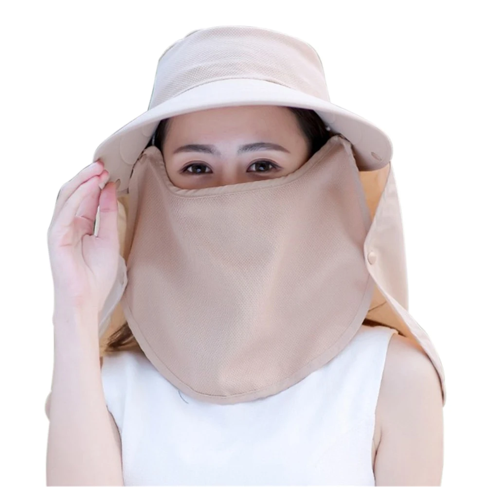 Women Face Cover Outdoor Wide Brim Sunshade Fishing Veil Riding Visor Anti-UV Sun Hat Neck Protection Adjustable Removable | Аксессуары