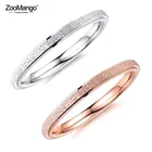 ZooMango, новинка, винтажные обручальные кольца 2 мм из матовой титановой стали, розовое золото, обручальные кольца, ювелирные изделия для женщин кольцо ZR19158