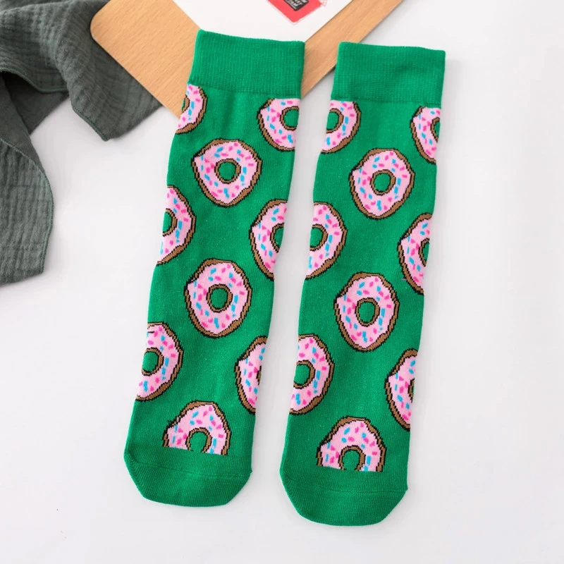 

Fashion Harajuku Cotton Socks Kawaii Women Colorful Fruits Banana Avocado Lemon Egg Cookie Donuts Cartoon Cute Funny Streetwear