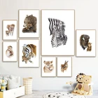 Картина на холсте для объятий, Зебра, Лев, слон, коала, Сика, олень, детская Настенная картина, скандинавский постер, настенные картины, декор для детской комнаты