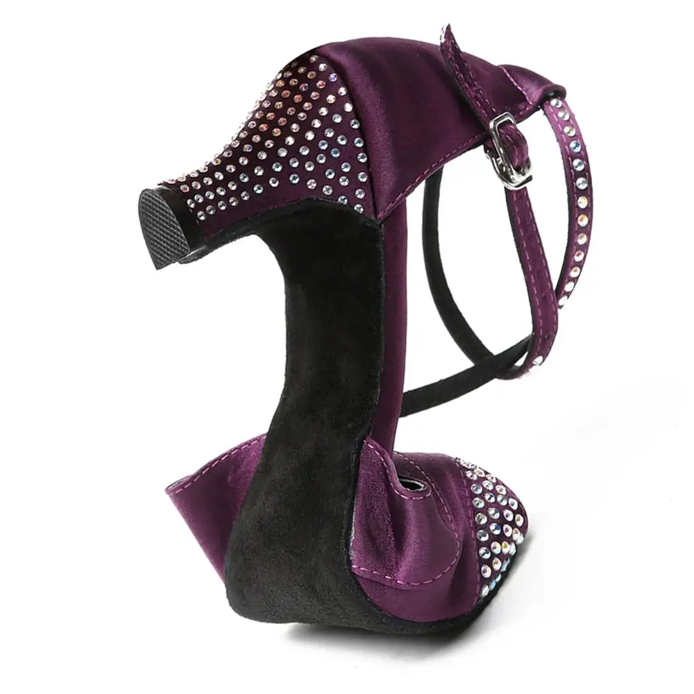 Женские атласные туфли для латиноамериканских танцев со стразами девушек и