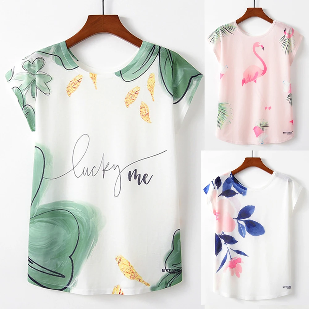 Футболка женская летняя осенняя свободная с принтом в виде птиц стиле Харадзюку