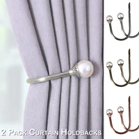 3 colors fashion holdback window ornament treatment hooks tiebacks wall mounted metal pearl curtain decoration accessories d30