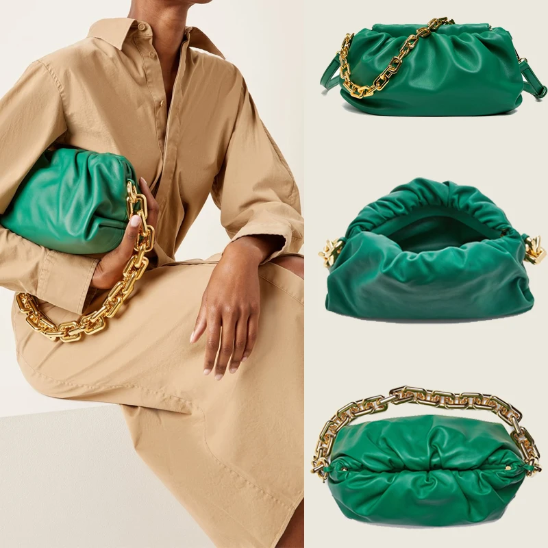 

Fashion Luxury Chain Pouch Leather Woman Handbag Cloudy Hobo bolsa feminina sac de luxe femme designer bag