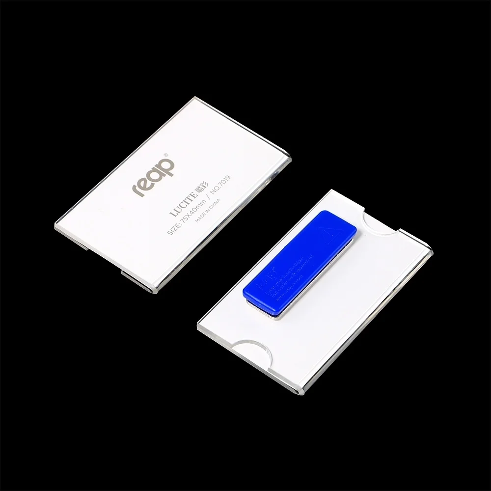 75*40mm Reap Magnetic Custom Logo Acrylic Student Worker Employee Id Name Card Holder Brooch Pin Id Card Chest Name Badge