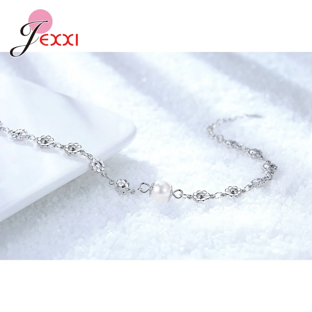 Регулируемый элегантный цельный браслет из серебра 925 пробы с цветами сливы и