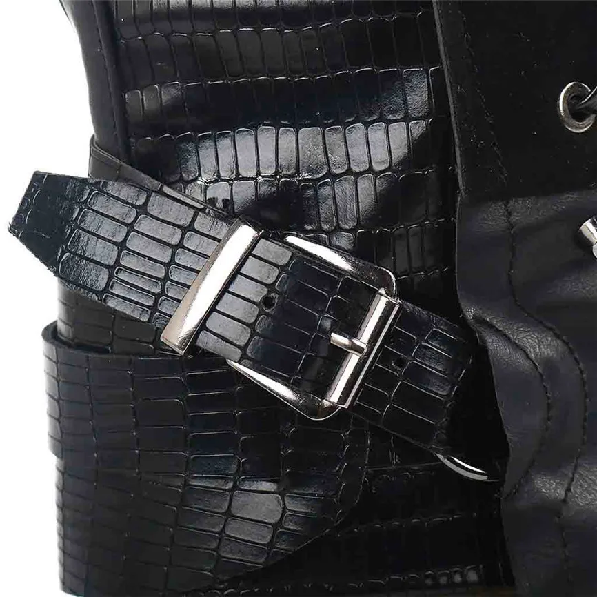 Ботинки martin с пряжкой женские кожаные Нескользящие ботильоны на каблуке