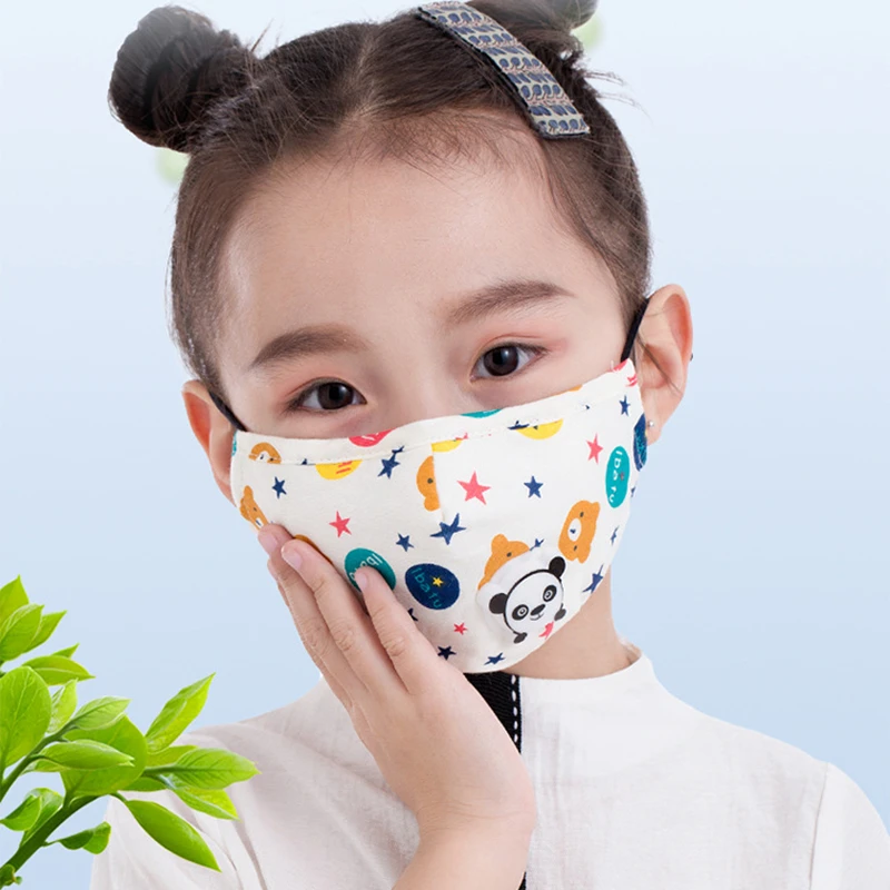 Мультяшная маска для детей 3-10 лет PM2.5 противотуманная хлопковая Маска дыхательный клапан противопылевая маска для рта респиратор с фильтром из активированного угля