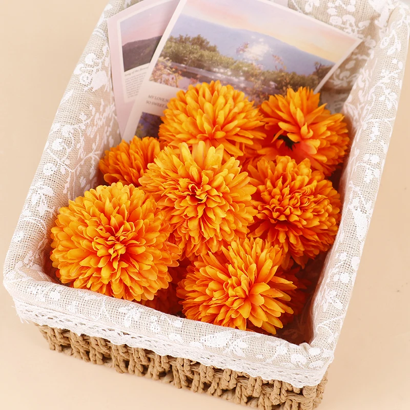 

10Pcs Artificial Marigold Flowers Silk Cloth Marigolds Orange Carnation Flowers