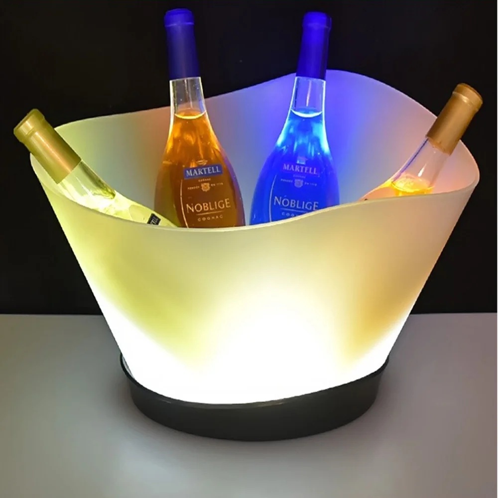 

12L LED Rechargeable Ice Buckets Color Changing Wine whisky Cooler boat shaped Champagne Beer Holder for bar nightclub 7A