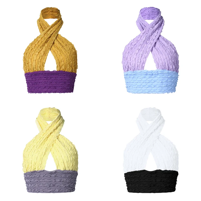 

Женский короткий топ, женский сексуальный жилет с лямкой через шею без рукавов, короткий топ с открытой спиной для лета, S/M/L/XL