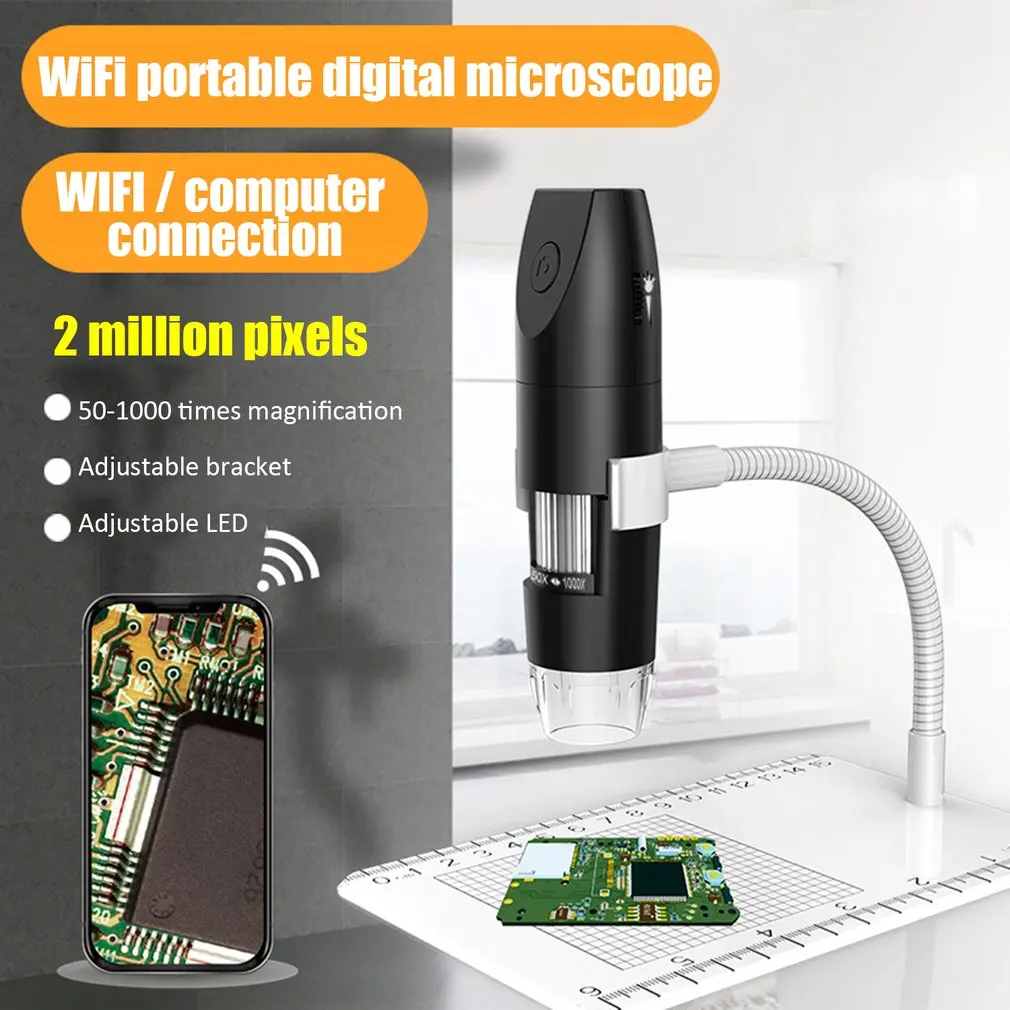 1080P HD wifi электронный микроскоп 1000x цифровое увеличительное стекло USB промышленный инструмент-микроскоп со шкалой