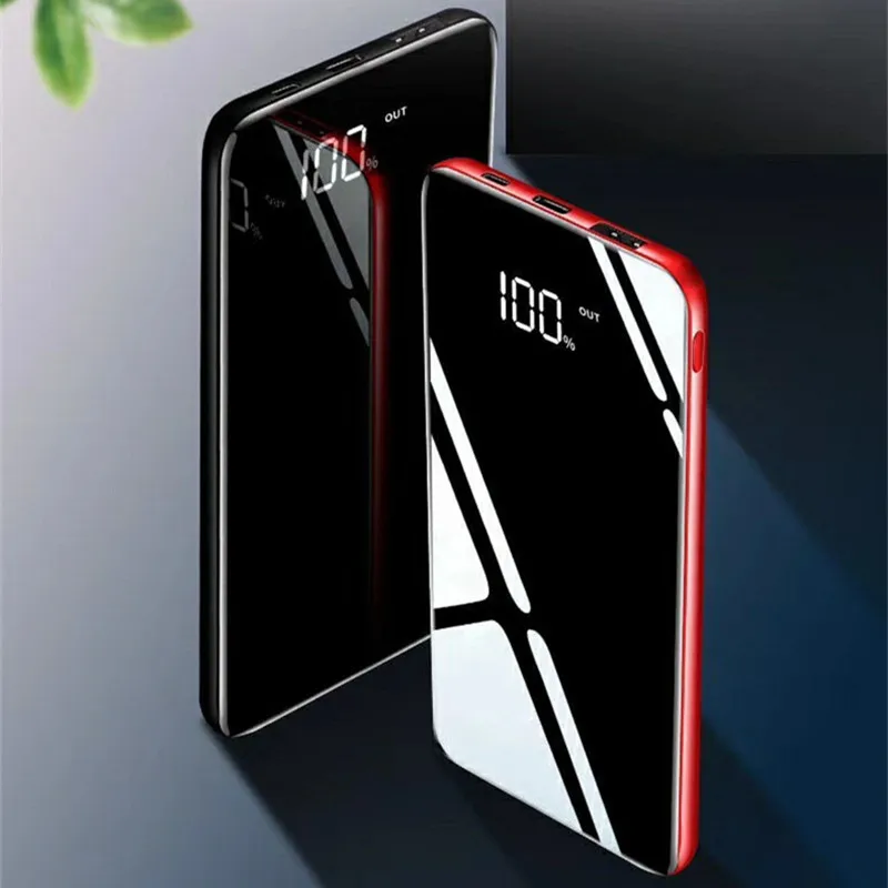 Ультратонкий зеркальный внешний аккумулятор 30000 мАч для xiaomi mi iphone портативное
