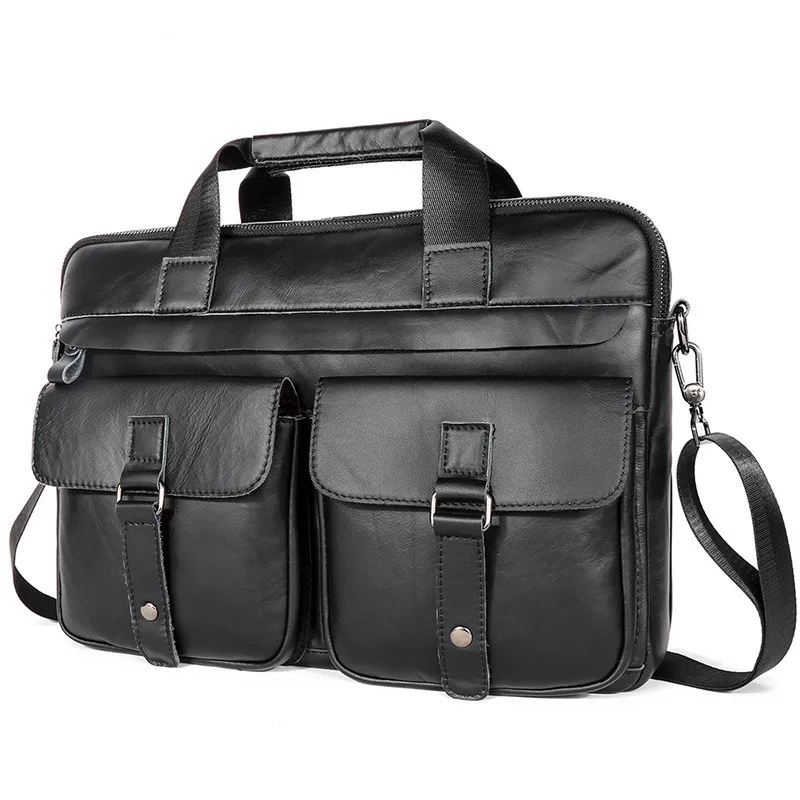 

2021 Men's Business Black Casual Bag Genuine leather Briefcase men's Tote bags Brown High quality male Business large capacity
