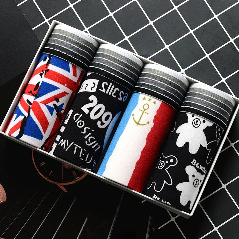 4Pcs/ot Men's Underwear Men's Cotton Boxer Men's Underwear Men's Underwear Breathabe Shorts Men's Pus Size -2X