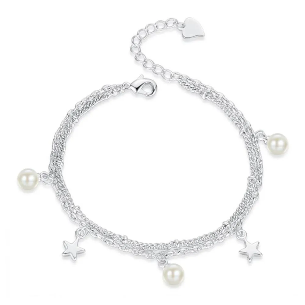 

NEHZY 925 sterling silver jewelry bracelet high quality retro fashion woman pearl five-pointed star bracelet length 20.5CM