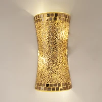 artpad vintage handcraft gold glass wall light fixture up down lighting mosaic indoor wall lamp for bedside corridor living room