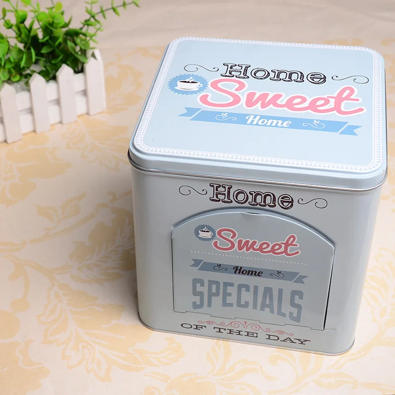 

Оловянная коробка для хранения кофе в американском стиле, квадратный фотоконтейнер, органайзер для конфет и печенья, металлическая сборная...