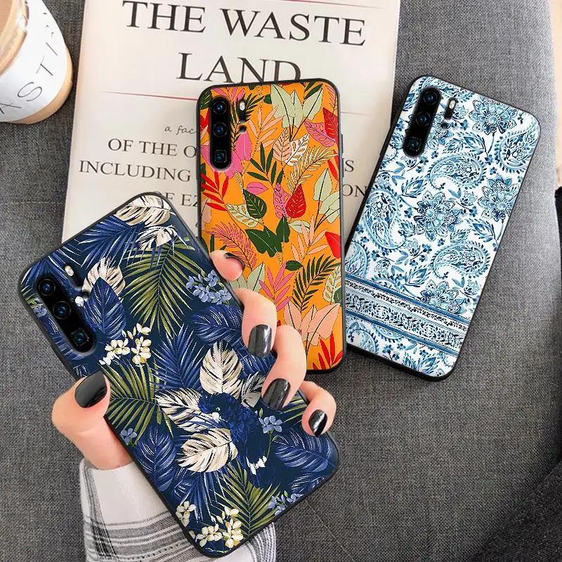 Зеленый чехол для телефона с изображением листьев и цветов huawei p20 p 30 lite Pro P smart mate 10