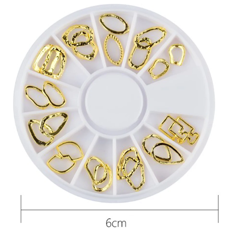 

Nail Art Metal Rivet Jewelry Japanese DIY Irregular Ring Alloy Sticker 12 Grid Disc Charm Fashion Nail Art Decoration