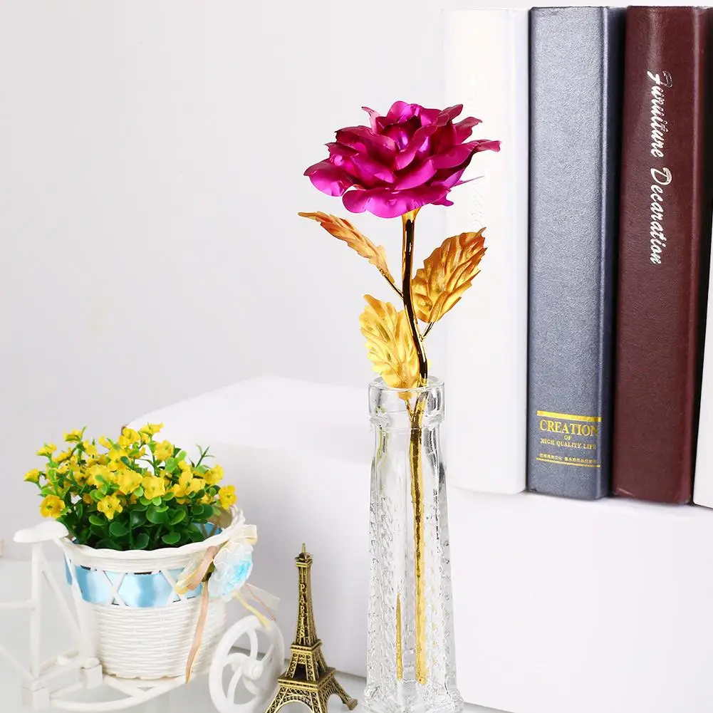 Искусственные цветы 24 К золотистые розовые фиолетовые без коробки праздничные с