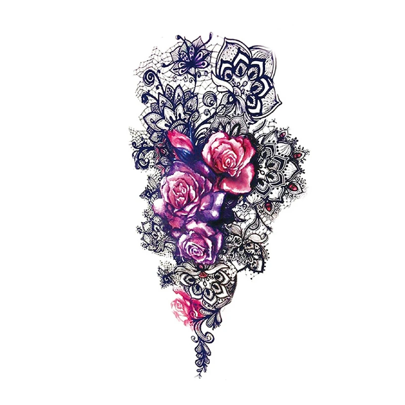 

SKTN Water Rransfer Dark Ink Realistic Temporary Tattoo Stickers Arm Calf Back Pattern Body Art Waterproof Fake Tattoo