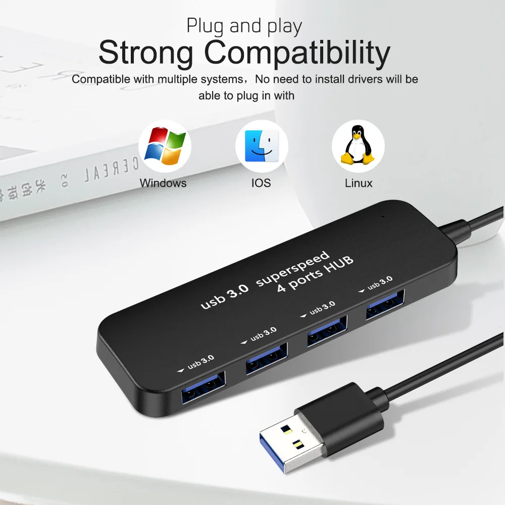 USB концентратор 3 0 ультратонкий 4 порта высокая скорость|USB-хабы| |