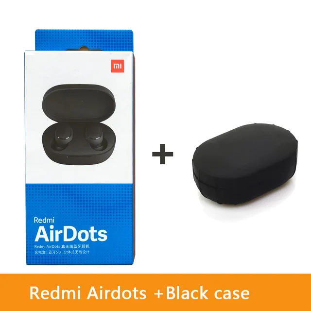 Add Black Case Горячие Xiaomi Redmi AirDots беспроводные наушники bluetooth управление языком Автоматическое Сопряжение мини смарт-гарнитуры - Цвет: Add Black Case