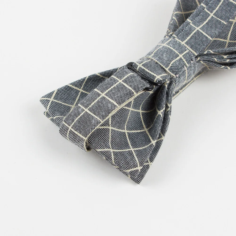

Linbaiway Plaid Bow Tie for Men's Fashion Casual Cotton Adult Bow-Tie Party Neckwear For Wedding Party Suits Tie Custom Logo