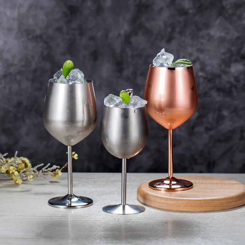 

Creative Stainless Steel Red Wine Glass Silver Rose Gold Goblets Juice Drink Cup Champagne Goblet Party Barware Kitchen Tools