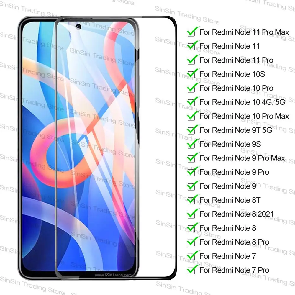 

Закаленное стекло 9H для Redmi Note 11 10 9 8 7 профессиональная защитная пленка для Redmi Note 10 Pro Max 10 4G 5G 10S 9S 9T 8T 8 2021 7 Ceular