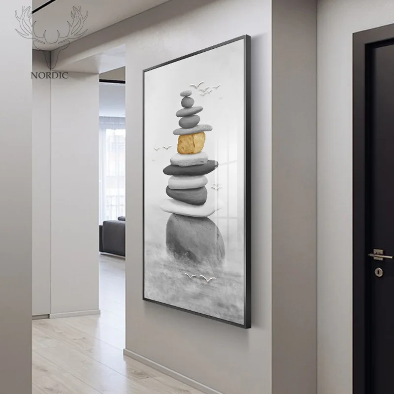 Скандинавский золотой и серый камень Картина на холсте Роскошные Классические