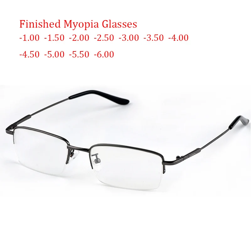 

Myopia Finish Glasses Half Rim Metal Frame Nearsighted Eyeglasses Men Women Rectangle Optical Prescription Spectacles Adjustable
