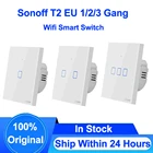 Интеллектуальный выключатель света Sonoff T2 ЕС Wi-Fi RF умный переключатель умный дом пульт дистанционного управления Управление настенный светильник сенсорный выключатель через приложение Ewelink работать с Alexa Google Home